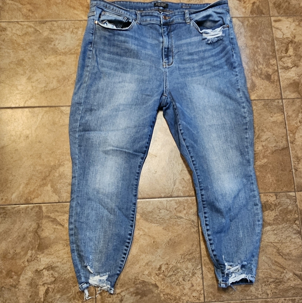 Judy Blue Light Blue Distressed Ankle Jeans 22W